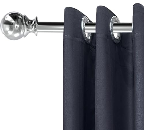 Curtain Poles Silver Curtain Pole Curtain Rails And Fittings Curtain Pole With Round Finials Rings Brackets & Fittings Set For Bedroom Dining Room Living Room 70-143cm