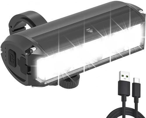 LeuKoles Cykellampa fram, kraftfull LED-cykellampa, 5 lägen, USB uppladdningsbar, IPX5 vattentät, frontlampa, lämplig för MTB, VTC-cyklar