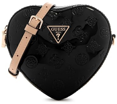 GUESS Arnela Mini Heart Handtasche, Schwarzes Logo, Einheitsgröße