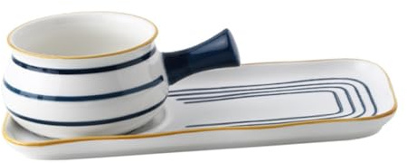 Amosfun Milk Heating Pan Noodle Pot Set 650Ml Ceramics Easy to Clean Simple Design Fashionable Tray Included