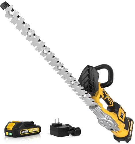 Hedge Trimmer Cordless(Battery & Charger Included), Electric Handheld Bush Shrub Trimmer, 20'' Edge Trimmer with 3/4'' Cutting Capacity & 3000RPM & BRUSHLESS, Compatible with Extension Pole, 4.4LBS