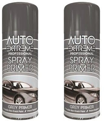 DIOXSTAR Grey Primer Spray Paint, Matt Finish, Quick Drying, Non-Crack Paint, Suitable for Metal, Glass, Wood, Indoor and Outdoor Use, Easy to Use, 400ml (2 PCS)