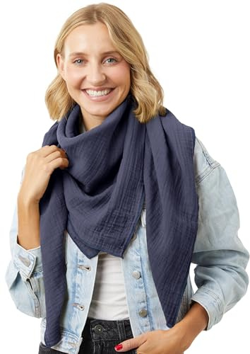 Salt & Sand Musselin Tuch Damen aus 100% Baumwolle – großes leichtes Halstuch & Schal Damen ÖKO-TEX 100 zertifiziert – weich & hautfreundlich Premium Musselintuch