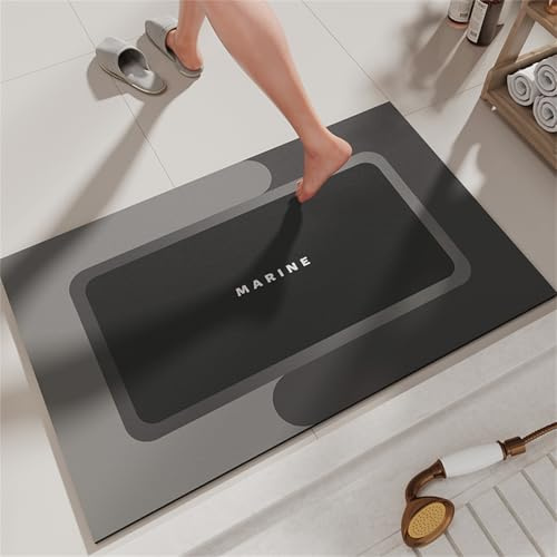 Super Absorbent Bath Mat, Quick Drying Bath Rugs, Absorbent Floor Mat for Bathroom, Magic Mat Non Slip Anti Mould, Rubber Non-slip Bottom, Simple Kitchen Door Mat (Dark Gray, 45x70 cm, Rectangular)