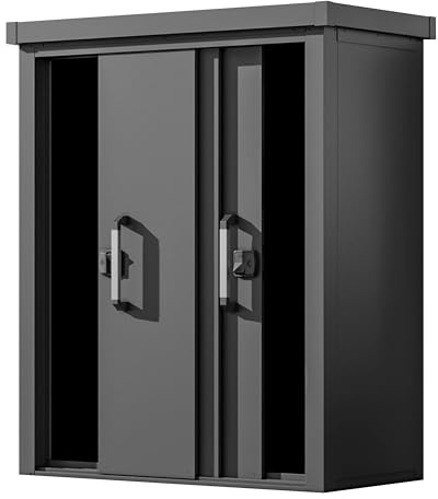 GFP Primeyard Geräteschrank Leon Metall 150x78x161 cm Gartenschrank Schiebetür anthrazit inkl. Fußboden