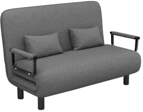 Fabulcozy Sessel, Schlafsofa, Sessel, ausziehbar, hoher Komfort, Kissen, Füße, Armlehnen, Metall, 116 x 65 x 85 cm, Grau