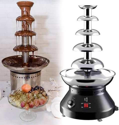 GESAIDES Fuente de Chocolate para Fiestas, Máquina Eléctrica de Fondue de Chocolate de Acero Inoxidable para Fiestas de Cumpleaños y Bodas.,5tiers-Black