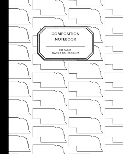 8x10 Composition Notebook - 200 Alternating Blank and College Ruled Pages - Nebraska State Outline Notebook Journal with Clean White Background for Kids, Preteens, Teens and Adults