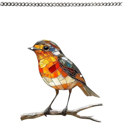 Acrylic Hanging Robin Solar Garden Light, Stained Suncatchers for Window, Hanging Garden Ornaments Outdoor, Colourful SolarLight for Yards, Robin Gifts