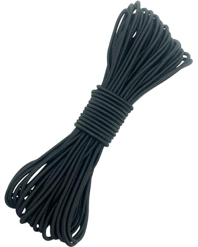 WMZOBH Cordon élastique noir - 4 mm x 20 m - Corde élastique robuste pour bâche, tente - Noir