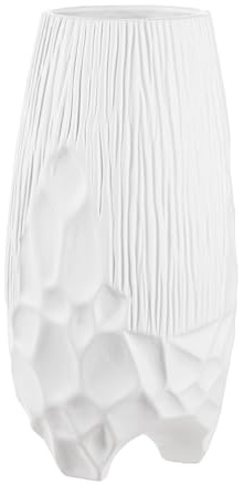 GILDE Vase Roma - Keramik - matt weiß - Höhe 40 cm x Ø 19cm - wasserdichte Blumenvase