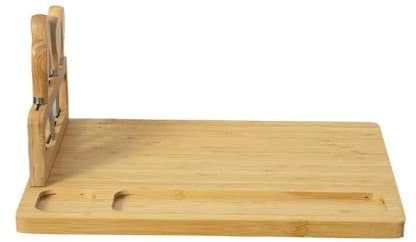 Juego de tabla de queso y cuchillos de bambú, tabla de cortar multiusos para pan, frutas, mantequilla, comida para bebés, con 4 utensilios, ideal para charcutería, servir queso