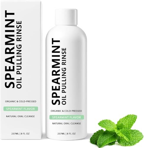 Collutorio all'olio di menta verde, detergente orale naturale e sbiancante per denti, alito fresco, lenisce le gengive, rimuove le macchie dai denti, favorisce l'igiene orale