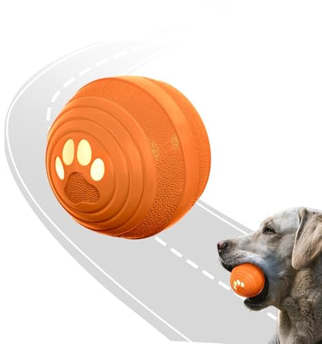Songsier Interaktiver Hundeball Hundespielzeug mit Automatischer Rollfunktion der Hundeball ist aus Naturkautschuk mit LED Licht und Schnell Aufladbar