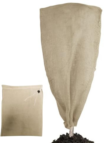 Pruojhw - Funda de invierno para protección contra heladas, funda de lino con cremallera para árbol frutal de bayas, con cremallera transpirable de lino, protector de invierno,