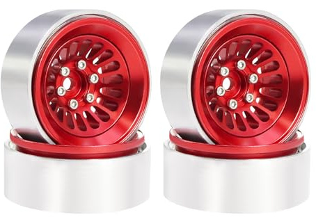 KLHYTGFA For 1.3 CNC Aluminum Beadlock Wheel Rims Hub Tires for 1/24 1/18 RC Crawler SCX24 TRX4M Axial RedCat Ascent-18 AX24 Upgrade Parts(Rot)