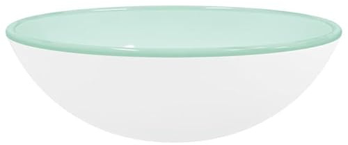 Lavabo in vetro temperato 42 x 14 cm, colore bianco, moderno lavello per bagno e cucina, durevole e facile da pulire, ideale per piccoli spazi