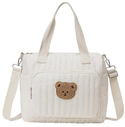 Borsa Da Ospedale Per Mamme, Comoda Da Trasportare, Materiale In Cotone Poliestere, Borsa Da Clinica, Mommy B-Ag, Design Con Orsetto Adorabile, Per Viaggi, Lavoro, Palestra, Scuola, Ospedale, Spiaggia