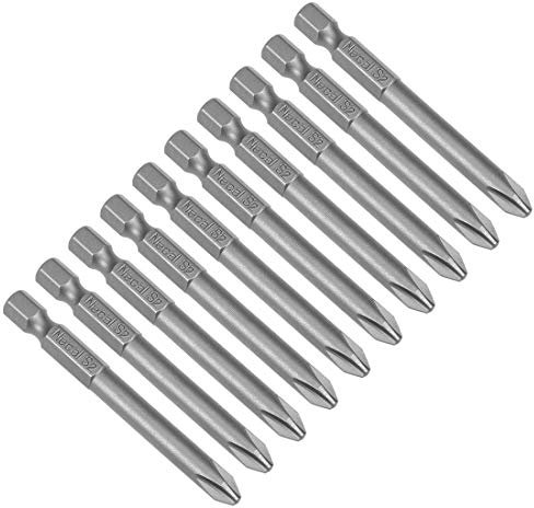 sourcing map 10pc Embout de Tournevis 65mm 1/4 Hex 6mm queue PH2 tournevis cruciforme magnétique S2 Acier haute