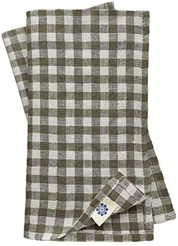 Linen & Cotton 4 x Stoffservietten Estella - Weiß Grau, 43 x 43 cm | 100% Leinen, Leinenservietten Kariert im Landhausstil, Servietten fur Frühling, Sommer / Home Küche Restaurant Cafe Bistro