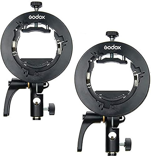 Godox 2 Stück S2 Flash S-Type Halterung mit Bowens-Halterung, richtungsverstellbarer Griff, für Godox V1 AD200Pro etc. Rundkopfblitz und AD400Pro AD200 V860II TT685 TT600 TT350 Serie Speedlite