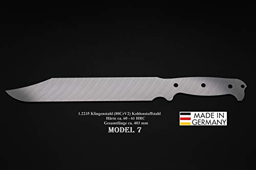 Rohling Messer Model 7 / 403mm Poliert Messerbau Messerstahl Messerklinge Klingenrohling Jagdmesser