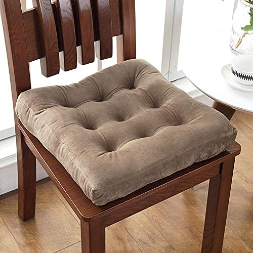 vctops Velvet Solid Chair Pad Super Soft Plush Washable Square Seat Cushion for Kitchen Dining Room (LightCoffee,20 x 20)