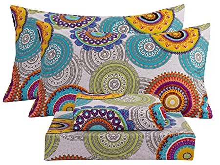 Bedlifes Floral Pattern Bed Sheet Set Twin Size, 16 Deep Pocket 3-Piece