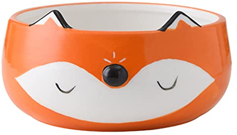 Children's Dishes Animal Shape Bowl Ramen Creative Ceramic Bowl Hand-Drawn 700Ml for Pasta, Powdered Soup, Muesli, Salads, Dishwasher Safe,Fox