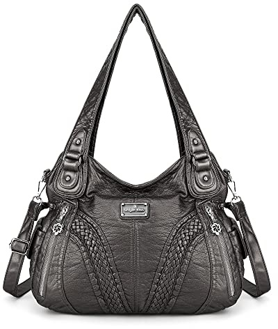Angel Kiss Handtasche Damen Schultertasche Multifunktionale Umhängetaschen Wasserdicht PU Veganes Leder mit Reißver Schlusstaschen