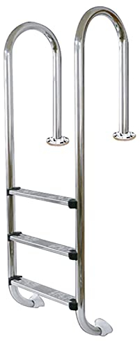 Hochwertige Edelstahl Poolleiter, Einbauleiter, Schwimmbadleiter für Pool und Schwimmbecken, Rutschsicherung, Robuste Edelstahl Pool-Stufenleiter mit Befestigungsschrauben, 2-Stufen/3-Stufen/4-Stufen
