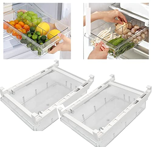 OctBird Cajón de Almacenamiento 30,5x20x9,5 cm 2 Pzs Cajón Deslizante con Asa, Caja de Almacenamiento Transparente