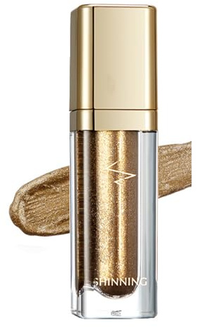 Liquid Glitter Eyeshadow, Metallic Matte Shimmer Sparkly Eye Shadows Eyeliner Pen Long Lasting Waterproof Quick Drying Eye Make up Kits(Gold)