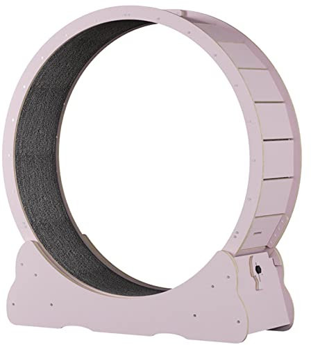 GIZMIT Katzenrad für Innenkatzen Fitness, Katzenrad-Übungser für Katzen in Innengröße, mit Lockstift, teilweise zusammengebaut, aus Hochfaserplatten, Pink,XL