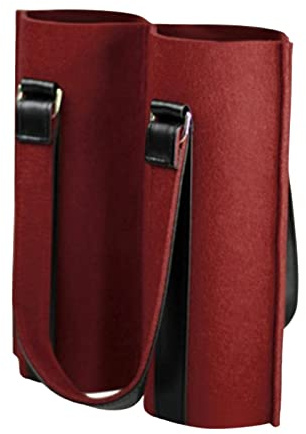 perfk Isolierte Flaschentasche mit Zwei Fächern, Weingeschenkbeutel, Festival, Partyzubehör mit PU-Ledergriffen, 750 ml, Handtasche für Reisen, Hochzeiten, Rot