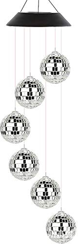 JYCRA Carillon éolien Solaire pour Décoration D'intérieur, Lumières LED Solaires avec Boule à Changement de Couleur, Carillon éolien Extérieur étanche pour Fête de Jardin, Terrasse(Gris)