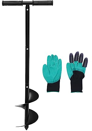 SanBouSi Tarière manuelle de jardin Ø 150 mm - 3 niveaux - Avec poignée antidérapante - Foret hélicoïdal pour poteaux de clôture, plantes, arbustes