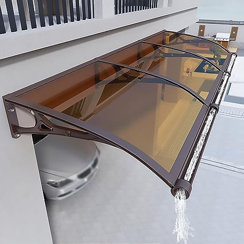 Vordach für Haustür Überdachung mit Großem Waschbecken,Polycarbonat Pultvordach Terrassen-Veranda Vordach Überdachung Haustürvordach,für Außen terrassen Garten Balkon (120x300cm/47x118in)