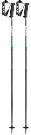 LEKI QNTM - Bastoncini da sci leggeri in alluminio per sci alpino, 130 cm, colore: nero/antracite/ciano