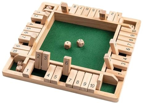 Lnjya Shut The Box Spiel, klassisches Würfelspiel aus Holz, für 2-4 Spieler, verschließt die Box mit 2 Würfeln, Mathematik für Kinder und Erwachsene (grün)