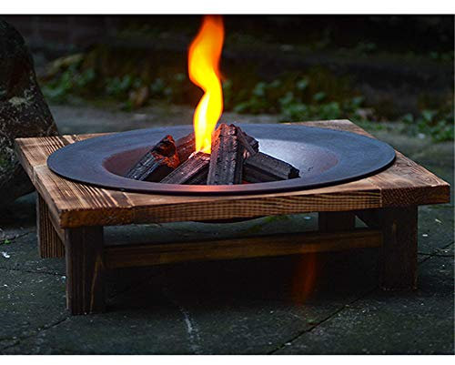WipeO Rustic Cast Iron Fire Bowl with Wood Rack, Outdoor Charcoal Burning Fire Pit - Large 18.5 Inch Diameter, for Backyard/Patio/Porch/Beach,Pine (Pine)