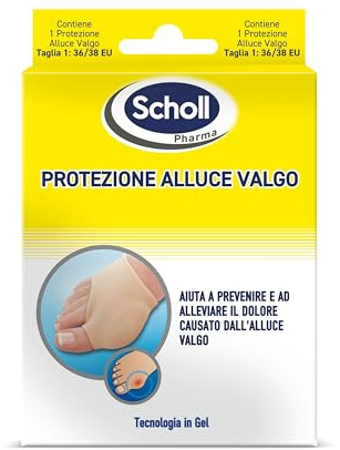 Scholl Valgus-Schutz, 1 elastisches Band mit Gelschutz, hilft bei der Linderung von Schmerzen, die durch Hallux Valgus verursacht werden, reduziert den Druck der Schuhe beim Gehen, Größe 36-38