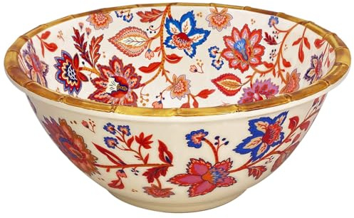 Les Jardins de la Comtesse - Tiefe Salatschüssel aus Melamin mit Blumen Ø 25 cm - Kollektion Jaipur