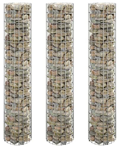 ZEYUAN Gabionen-Hochbeete 3 STK. Rund Verzinkter Stahl Ø30x150 cm, Pflanzkübel, Kräuterbeet, Hochbeete-kit, Pflanztrog, Vertikalbeet, Pflanzgefäße - 152021