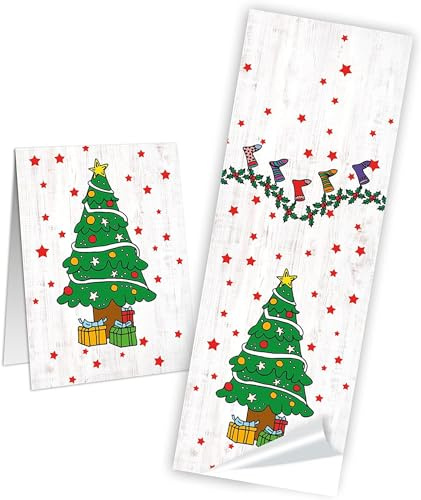 25 Weihnachtsaufkleber Weihnachtsbaum braun beige selbstklebend Geschenketiketten Weihnachten 5 x 14 8 cm hochwertig Logbuch-Verlag