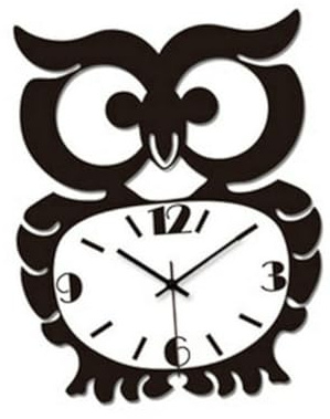 BIUDECO Eulenförmige Acryl Wanduhr ohne Batterie für Wohnzimmer und Büro Leise mit Geräuschlosem Sekundenzeiger Moderne Dekorationsuhr in Schwarz