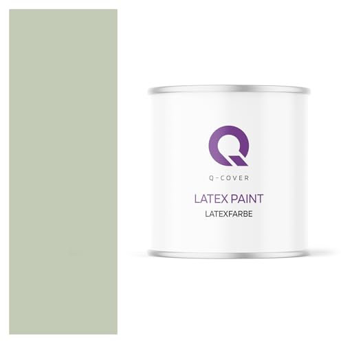 Q-COVER Latexfarbe 2L Hellgrün – Matte Innenfarbe für Wand & Decke, Klasse 3, Hohe Deckkraft, Scheuerfest