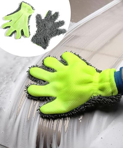 Flaconi 2 Pezzi spugna auto, Guanti in Microfibra Bifacciale, Per La Pulizia Della Bicicletta, Moto