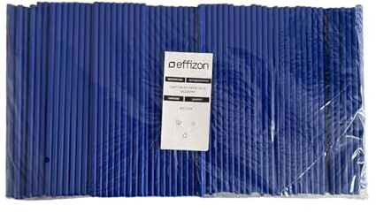 Effizon - Pajitas de papel | Pack 500 pajitas | 100% biodegradable, sin plástico, ecológico y sostenible. Cañitas para Fiestas y Celebraciones. Bebidas frías y Caliente 6x210mm (AZUL)