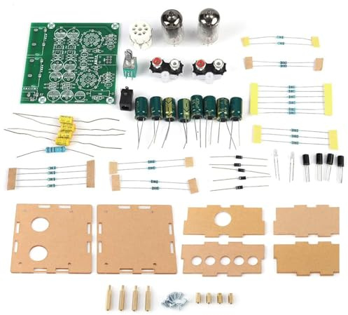 6j1 Amp Stereo Galle-Vorverstärker-Set, DIY-Röhrenverstärker-Kit mit Ventilvorverstärkergehäuse, 6j1 Ventilrohr-Vorverstärkerplatinen-Set, Verstärkerplatine, Kopfhörer-Verstärker-Teile (Teile)